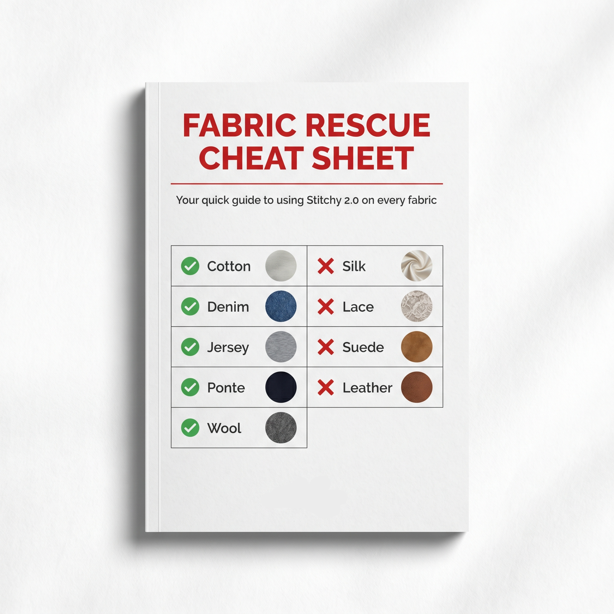 FABRIC RESCUE CHEAT SHEET